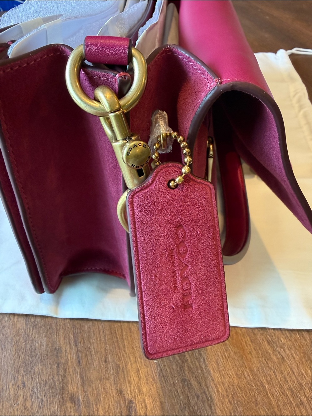 Coach Tabby 36 Fuchsia Pink Suede Shoulder Bag NWT - Picture 12 of 13